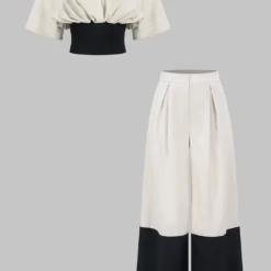 Linen Patchwork Ruched Short-Sleeve Shirt -Women's Clothing Store 6ec990d3 f1ab 4094 a377 4b1e02cb8b8e