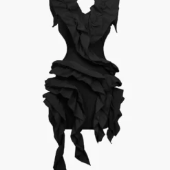 Solid Backless Pleated Ruffle Midi Dress -Women's Clothing Store 6ee0231b 8c18 44d9 8c97 2a42ed351161