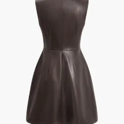 Solid PU Leather Button Mini Dress -Women's Clothing Store 70d75b53 5640 4181 a797 878f39a274e7