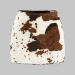 Abstract Print Stitching Detail Skirt