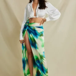 Tie Dye Twist Split Midi Skirt -Women's Clothing Store 713bd34b 0bd1 47e2 a7f9 871b67f518d4