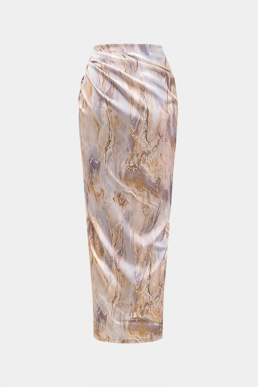 Abstract Print Pleated Satin Tie Front Skirt 2 Abstract Print Pleated Satin Tie Front Skirt - Image 2