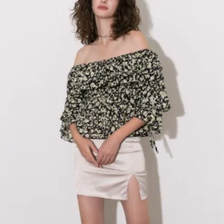 Off-The-Shoulder Chiffon Peplum Top