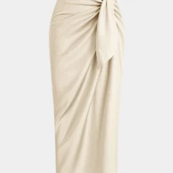 Satin Ruched Tie-Up Skirt