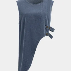 Denim Metallic Asymmetrical Vest
