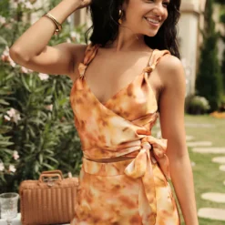 Tie Dye Cross Knot Tank Top -Women's Clothing Store 73e665b8 217f 4c20 8186 eb20c413b8a9