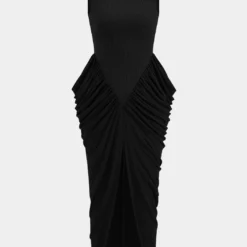 Ruched Sleeveless Round Neck Slit Maxi Dress -Women's Clothing Store 7434268a 0164 4512 9206 2fbd96f08307