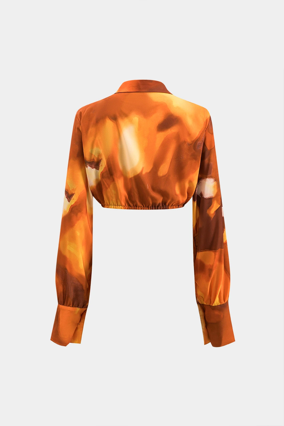 Watercolor Print Ruched Long-Sleeve Shirt 3 Watercolor Print Ruched Long-Sleeve Shirt - Image 3