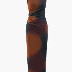 Tie Dye Mesh Slit Sleeveless Maxi Dress