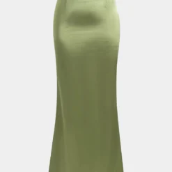 Solid Satin Zipper Skirt