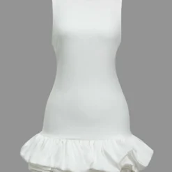 Solid Tank Ruffle Hem Mini Dress