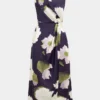 Abstract Print Satin Ruched Sleeveless Maxi Dress