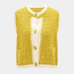 Knit Button Hollow Out Vest -Women's Clothing Store 764d79cd 005b 49f1 98f7 f0678143c9e0