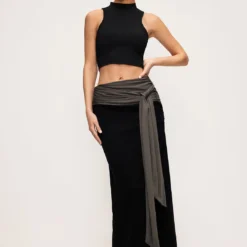 High Waist Tie-Up Skirt -Women's Clothing Store 767315e0 cea1 4046 9d65 136e0ff1f263