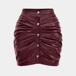 Faux Leather Ruched Skirt