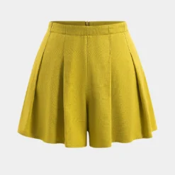 Linen Pleated Zipper Shorts
