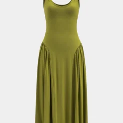 Beaded Ruched Sleeveless Midi Dress