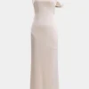 Satin Asymmetrical One Shoulder Backless Maxi Dress