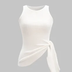 Ruched Asymmetrical Sleeveless Tank Top