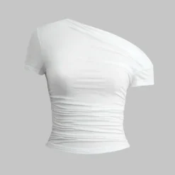 Basic Asymmetrical Ruched T-shirt