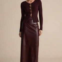 Basic Solid Faux Leather Midi Skirt -Women's Clothing Store 7bc40af7 a059 46d1 9663 c3ae4ab0a9ab