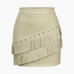 Solid Fringe Studded Skirt