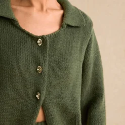 Knitted Metallic Button Long-Sleeve Top -Women's Clothing Store 7df878d2 3efa 4224 9327 7dee445dddff