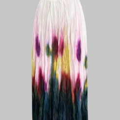 Abstract Tie Dye High Waist Ruched Skirt