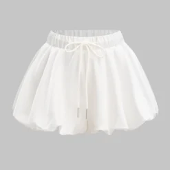 Satin Ruched High Waist Drawstring Shorts