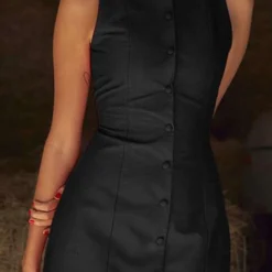 Button Front Sleeveless Mini Dress -Women's Clothing Store 801edc57 17e7 45a1 b660 bbf25c23edc8