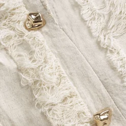 Linen Fringe Metallic Button Asymmetrical Skirt -Women's Clothing Store 809661ad e6a3 4c68 9662 b624966f77e5