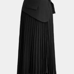 Solid Asymmetrical Pleated Skirt -Women's Clothing Store 810f0c0a 194f 48a9 a12b 514ea941ac66