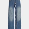 Denim Button High Waist Straight Leg Jeans
