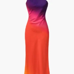 Ombre Print Satin Asymmetrical Maxi Dress -Women's Clothing Store 81f33c8f 5875 4d84 894c 770b2b9dcb63