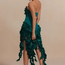 Ruffled Fringe Strapless Midi Dress -Women's Clothing Store 82294e95 fa3e 4760 bde9 aea6162348d7