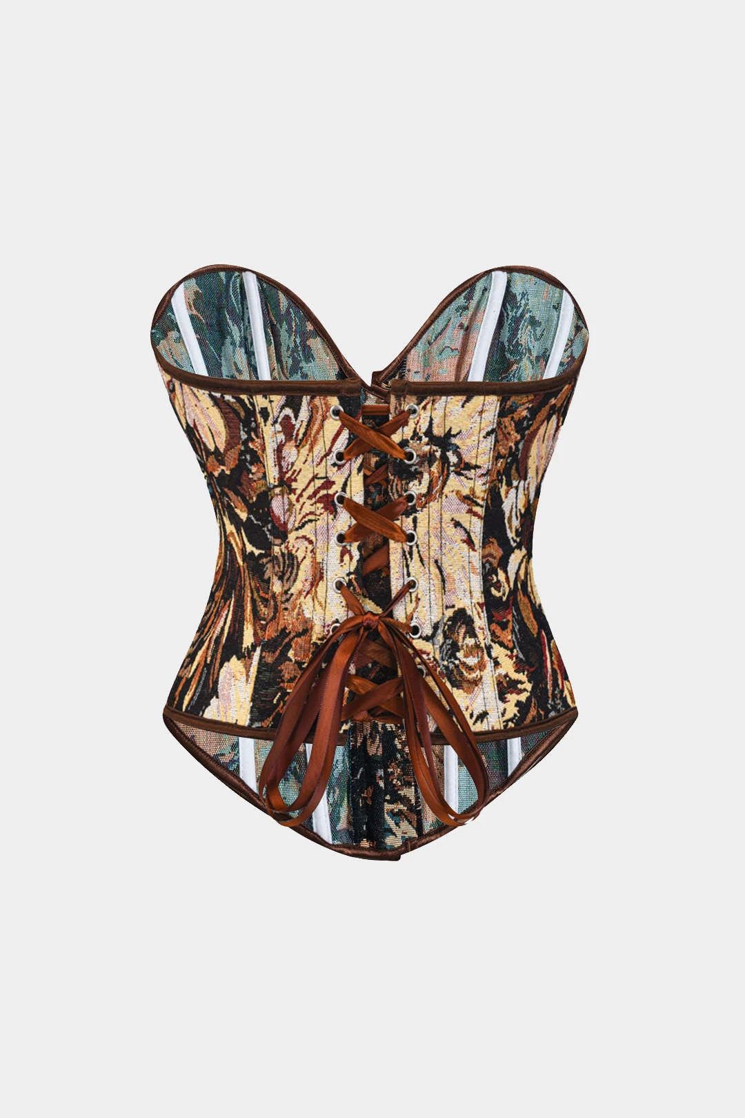 Abstract Print Braided Tie Corset Top 3 Abstract Print Braided Tie Corset Top - Image 3