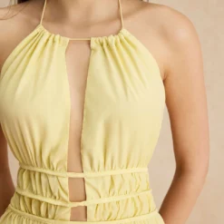 Halter Neck Cut Out Sleeveless Maxi Dress -Women's Clothing Store 83361316 421f 4165 9752 bece35811624