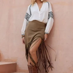 Lantern Sleeves Long-Sleeve Shirt