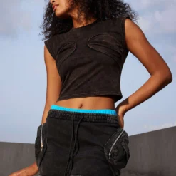 Pocket Drawstring Mini Skirt