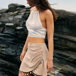 Linen Disc Tassel Skirt -Women's Clothing Store 84426e15 9239 44d2 9c06 40fc8e14c3ed