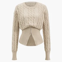 Sweater Zipper Long-Sleeve Top