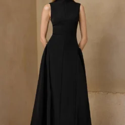 Metallic Decor Zipper Sleeveless Maxi Dress -Women's Clothing Store 873be189 1ec0 420d b23b 36e345d662f4