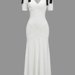 Solid Bow Tie-Up Maxi Dress