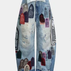 Abstract Print Wide Leg Barrel Trousers -Women's Clothing Store 884194de aee0 41fa 8a23 cafc1c175363