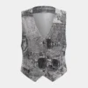 Denim V-Neck Fake Pockets Vest