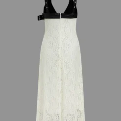 Faux Leather Backless Patchwork Midi Dress -Women's Clothing Store 88c4c154 a30b 4fd1 97a5 7e34d7bc84d6