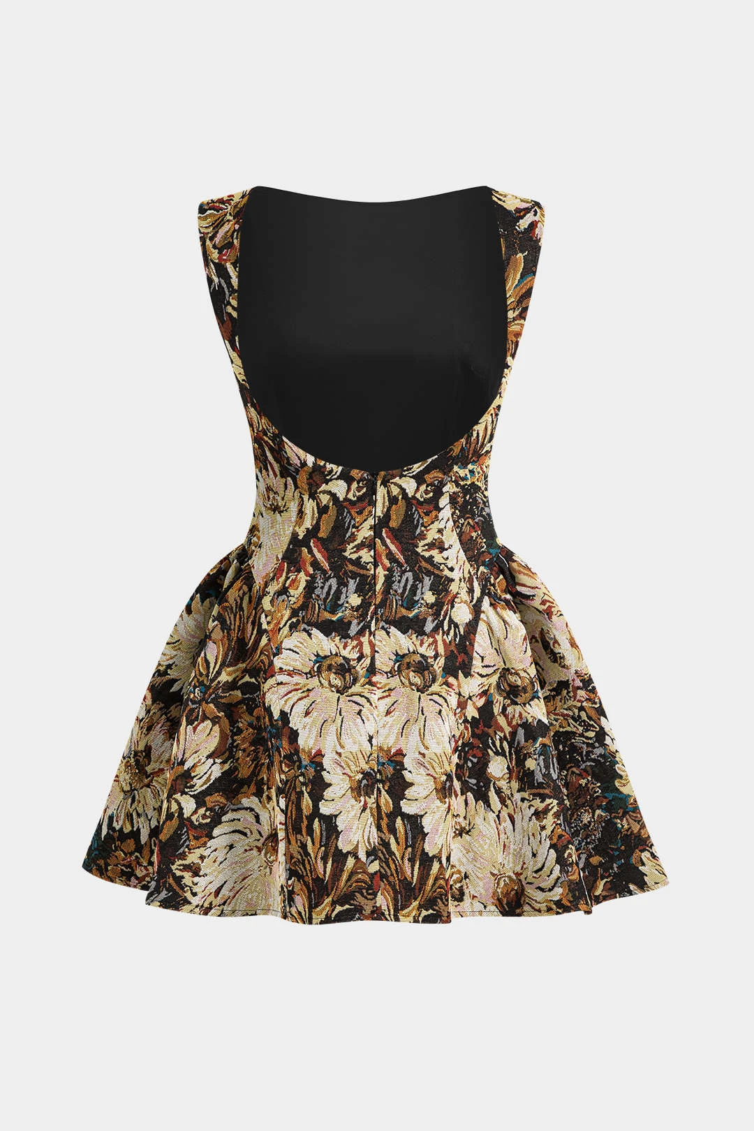 Jacquard Ruched Sleeveless Mini Dress 5 Jacquard Ruched Sleeveless Mini Dress - Image 5