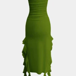 Solid Ruffle Hem Ruched Tube Maxi Dress -Women's Clothing Store 89a97eae 947f 4bdc b4fd ee7ae41a418d