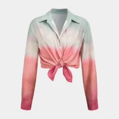 Ombre Long Sleeve Shirt -Women's Clothing Store 89c83f95 e3ee 40bf 979a 8f5120954327