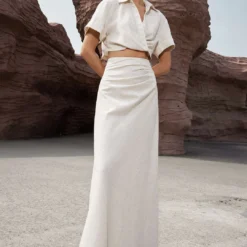 Linen Cross Crop Shirt -Women's Clothing Store 8bbb5ad9 8d49 4c0a 9bab f9df5461470b